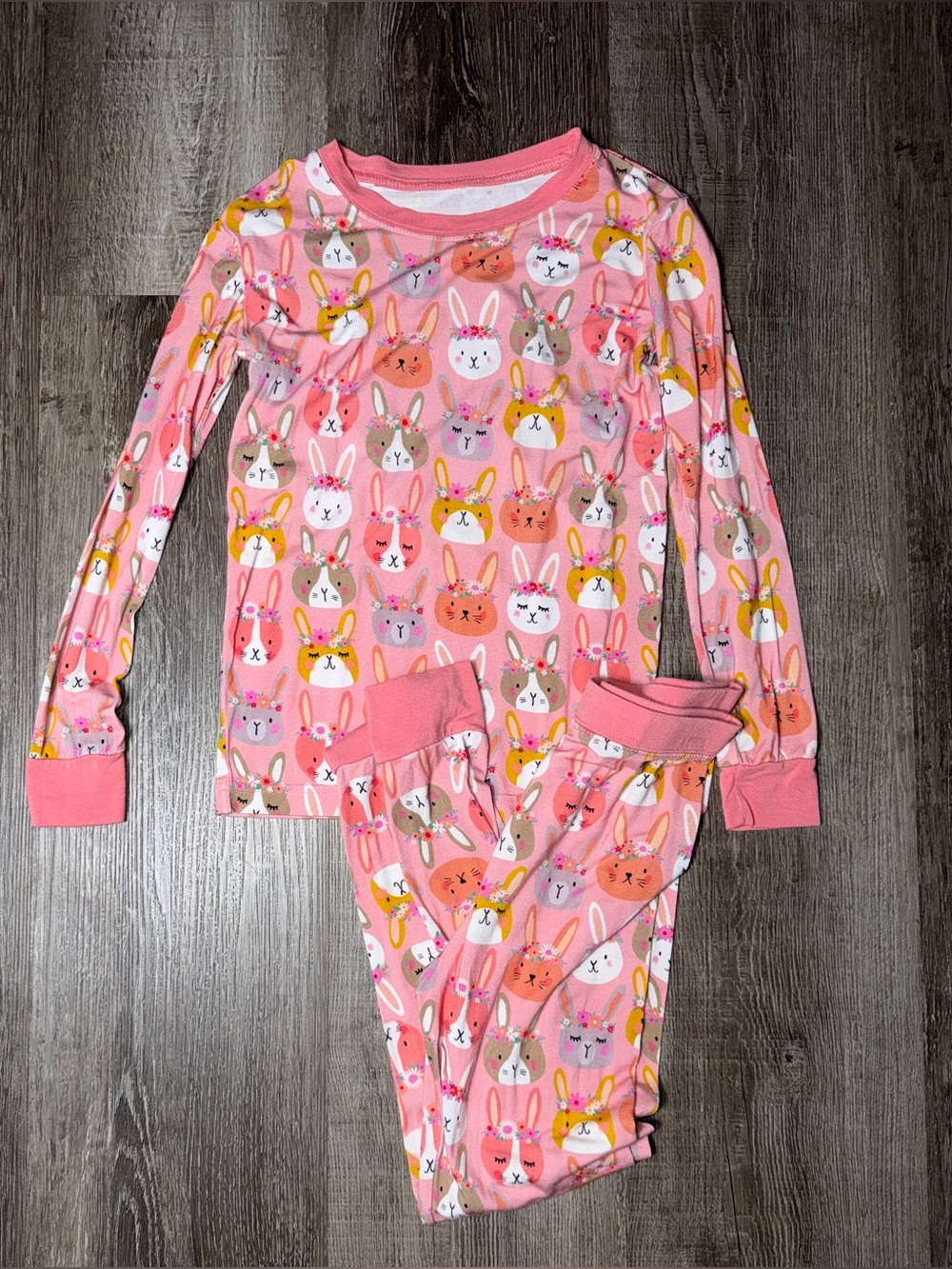 Little Sleepies Pink Boho Bunny Bamboo Pajama Set - Size 5/6